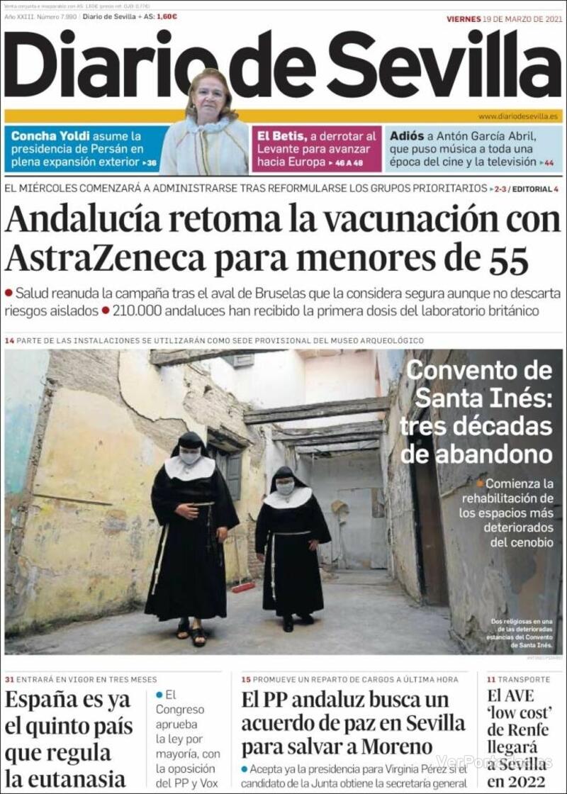 Portada Diario de Sevilla 2021-03-20