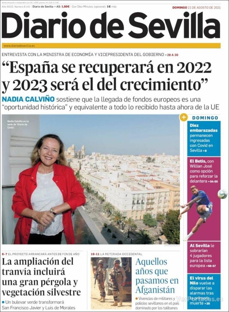 Portada Diario de Sevilla 2021-08-23