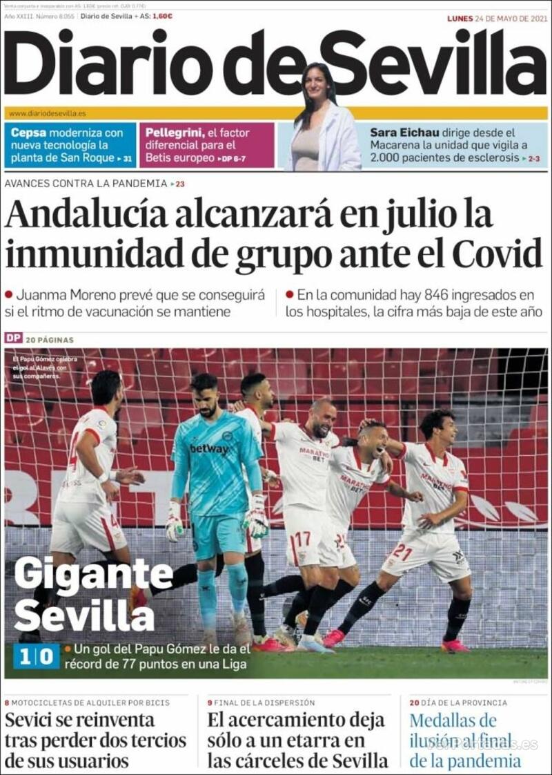Portada Diario de Sevilla 2021-05-25