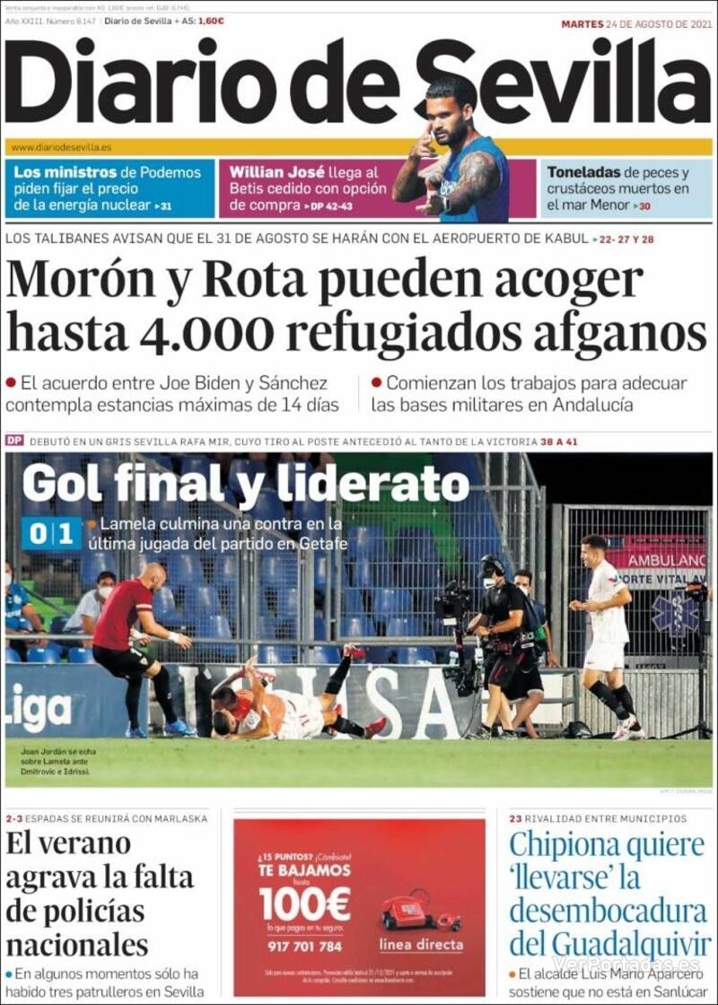 Portada Diario de Sevilla 2021-08-25