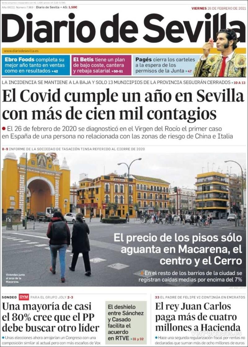 Portada Diario de Sevilla 2021-02-27