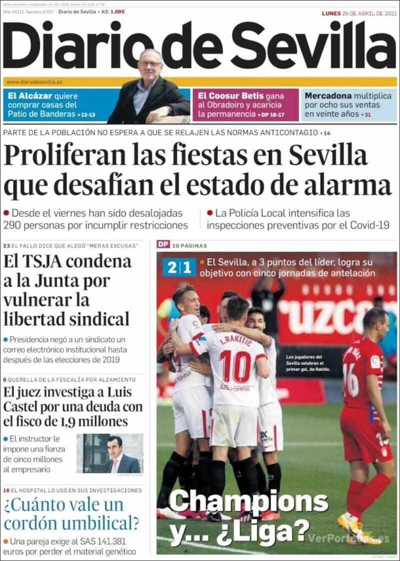 Portada Diario de Sevilla 2021-04-27