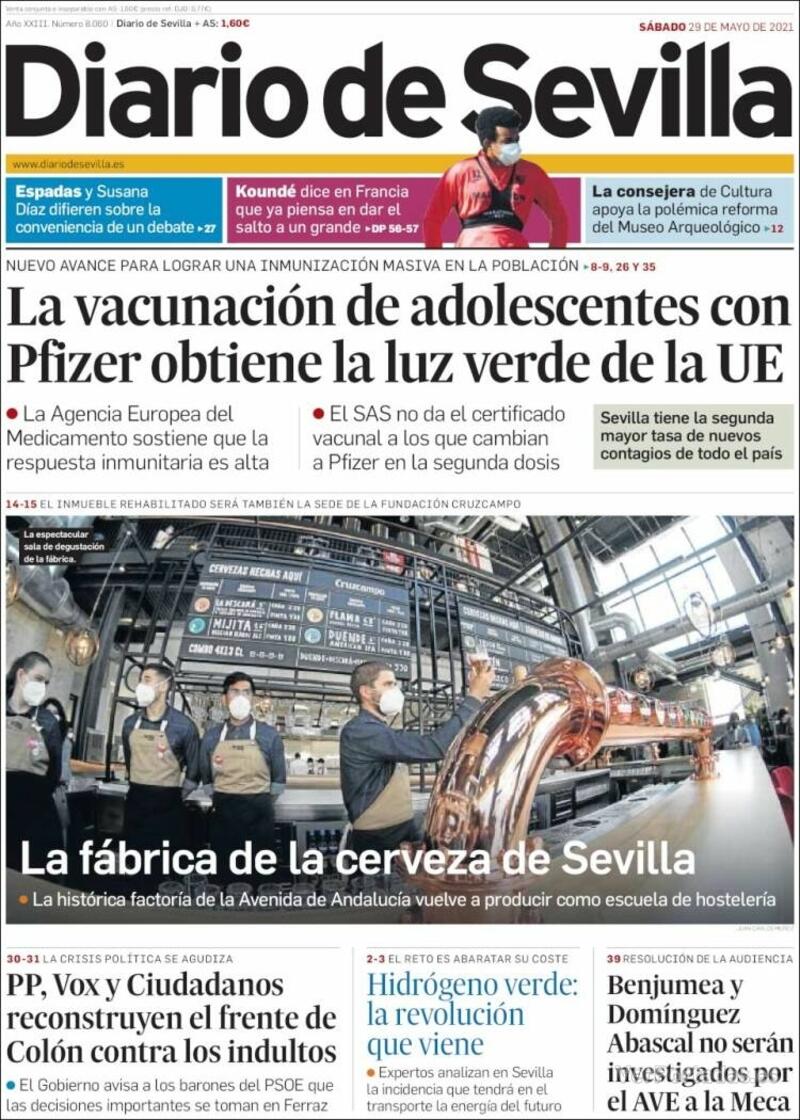 Portada Diario de Sevilla 2021-05-30