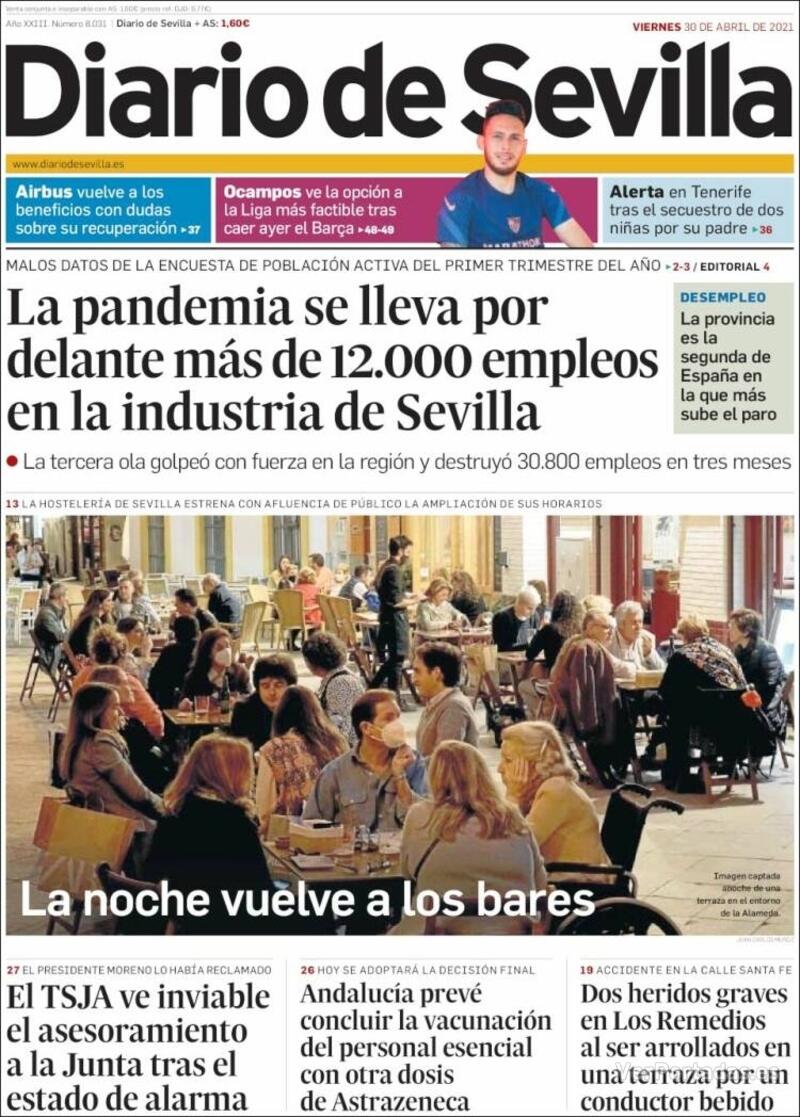 Portada Diario de Sevilla 2021-05-01