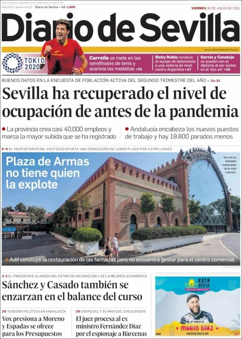 Portada Diario de Sevilla 2021-07-31