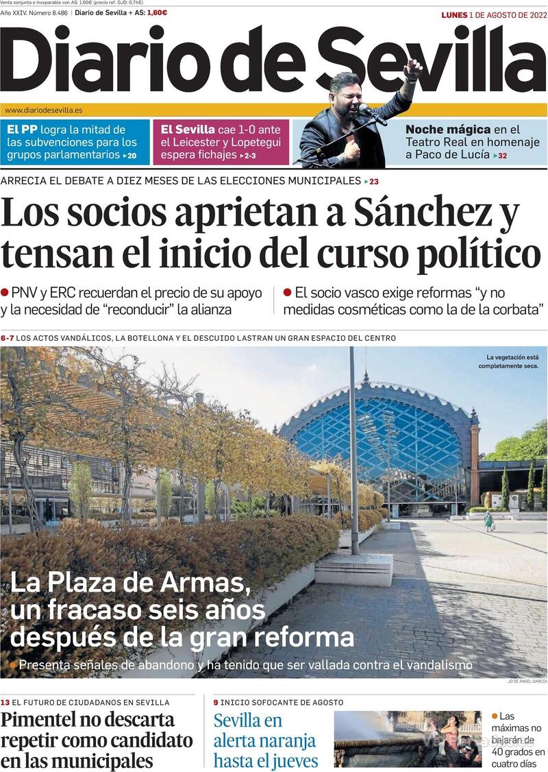 Portada Diario de Sevilla 2022-08-02