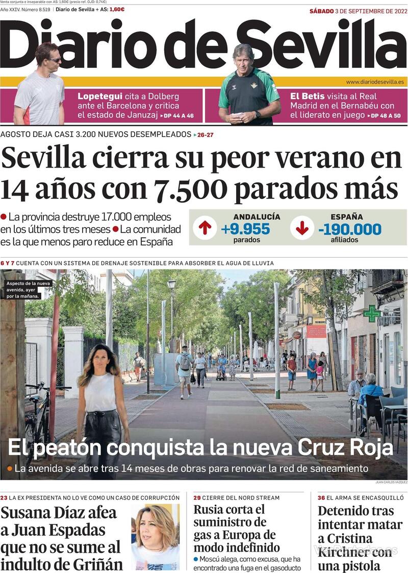 Portada Diario de Sevilla 2022-09-04