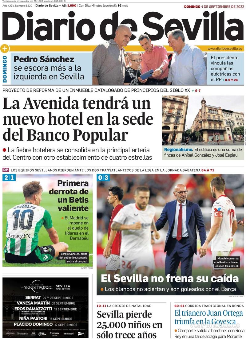 Portada Diario de Sevilla 2022-09-05