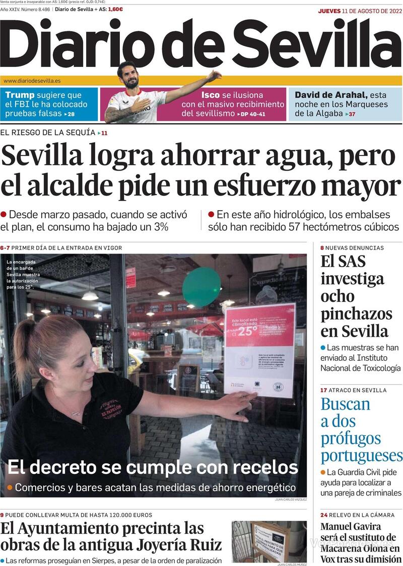 Portada Diario de Sevilla 2022-08-12