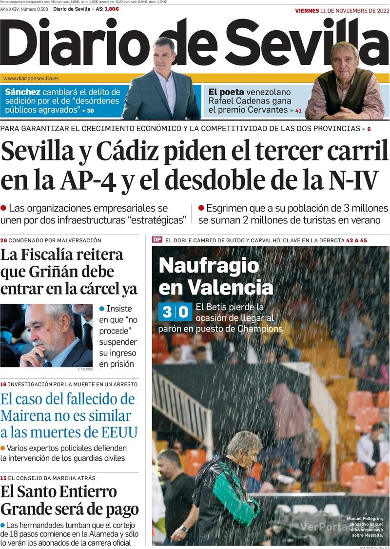 Portada Diario de Sevilla 2022-11-12
