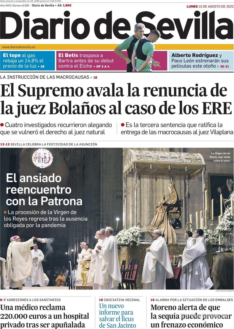 Portada Diario de Sevilla 2022-08-16