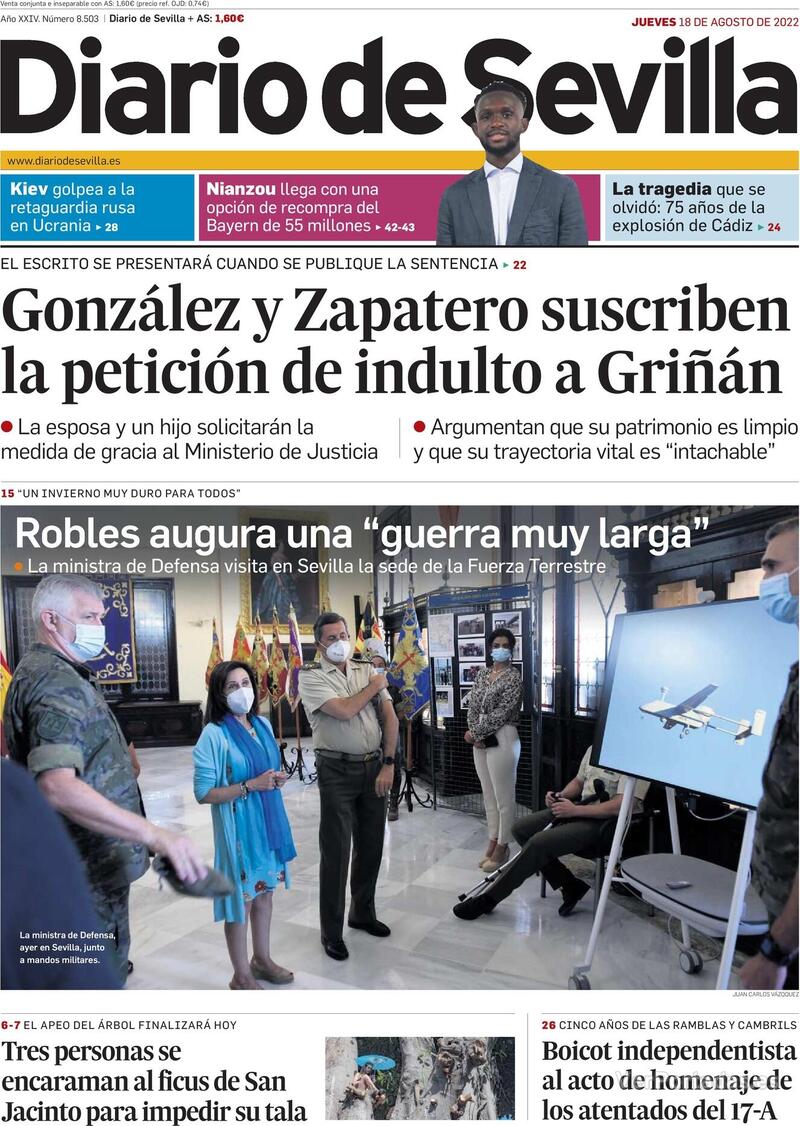 Portada Diario de Sevilla 2022-08-19