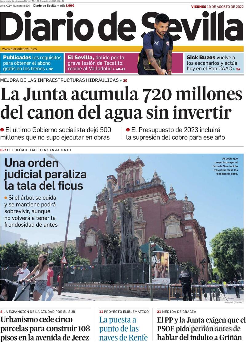 Portada Diario de Sevilla 2022-08-20