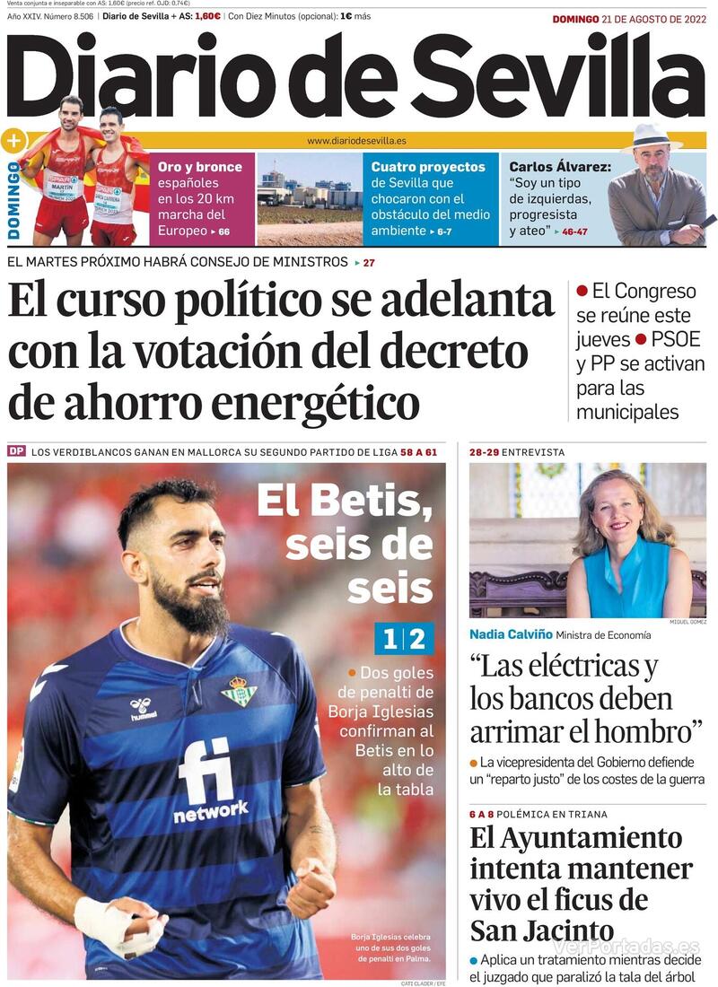 Portada Diario de Sevilla 2022-08-22