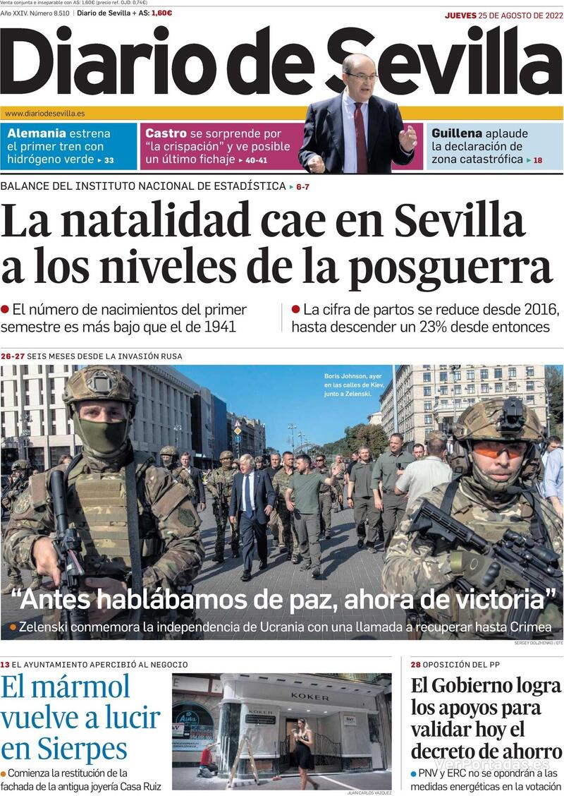 Portada Diario de Sevilla 2022-08-26