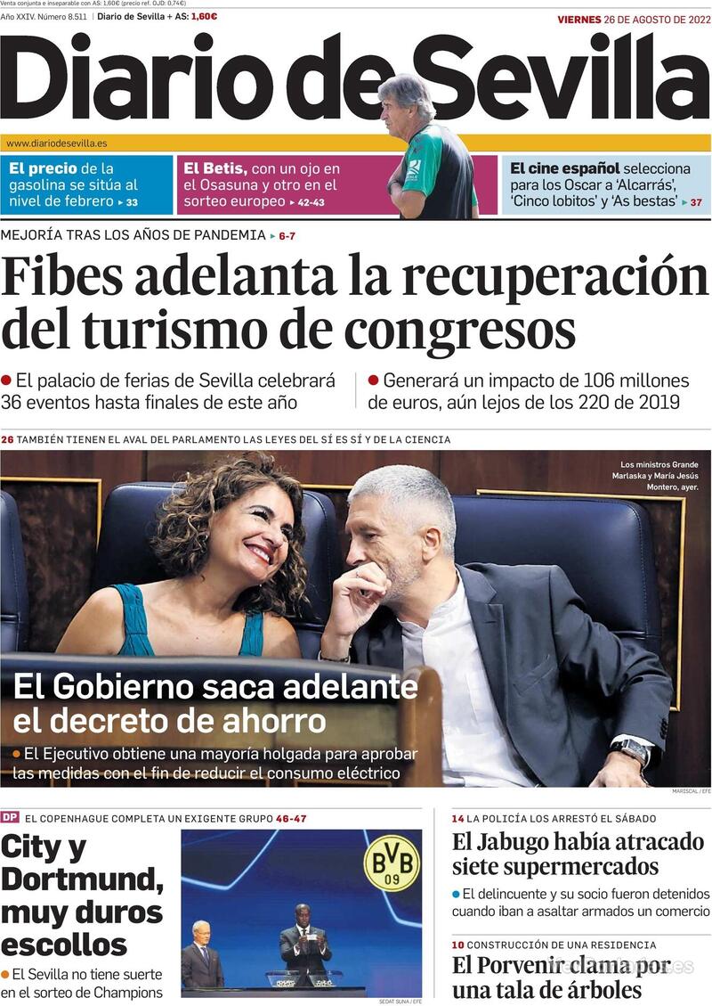 Portada Diario de Sevilla 2022-08-27