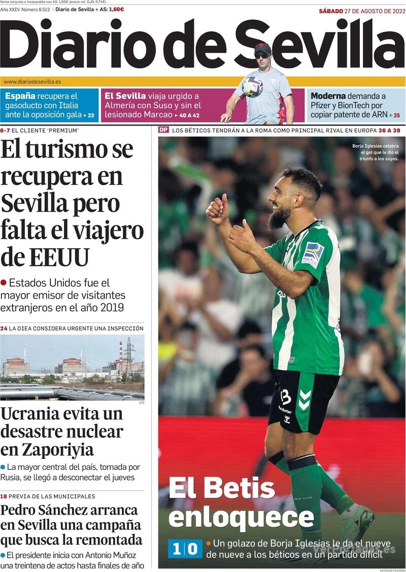 Portada Diario de Sevilla 2022-08-28