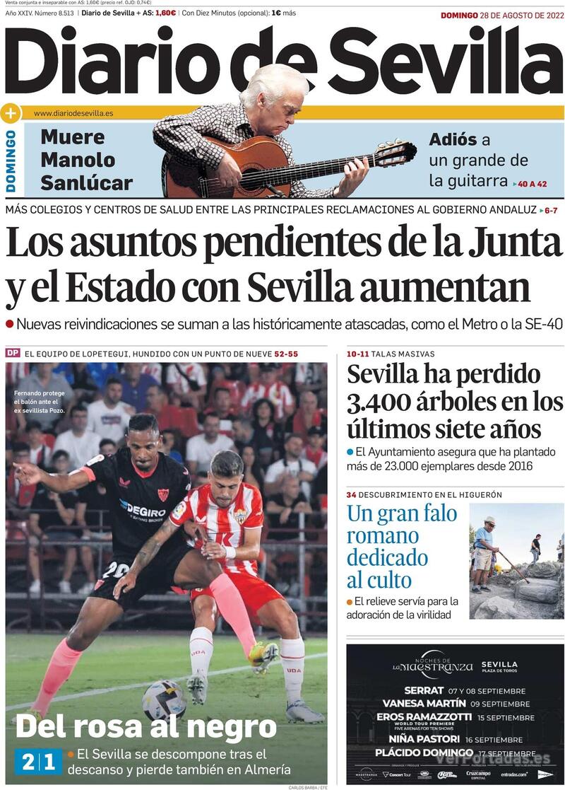 Portada Diario de Sevilla 2022-08-29