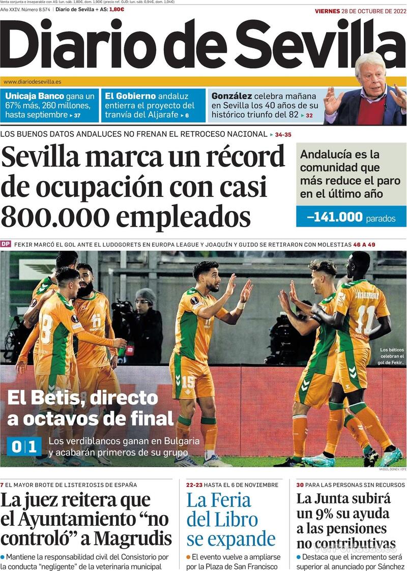 Portada Diario de Sevilla 2022-10-29