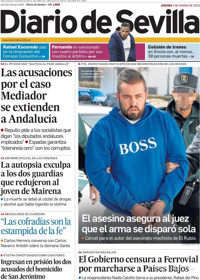 Portada Diario de Sevilla 2023-03-03