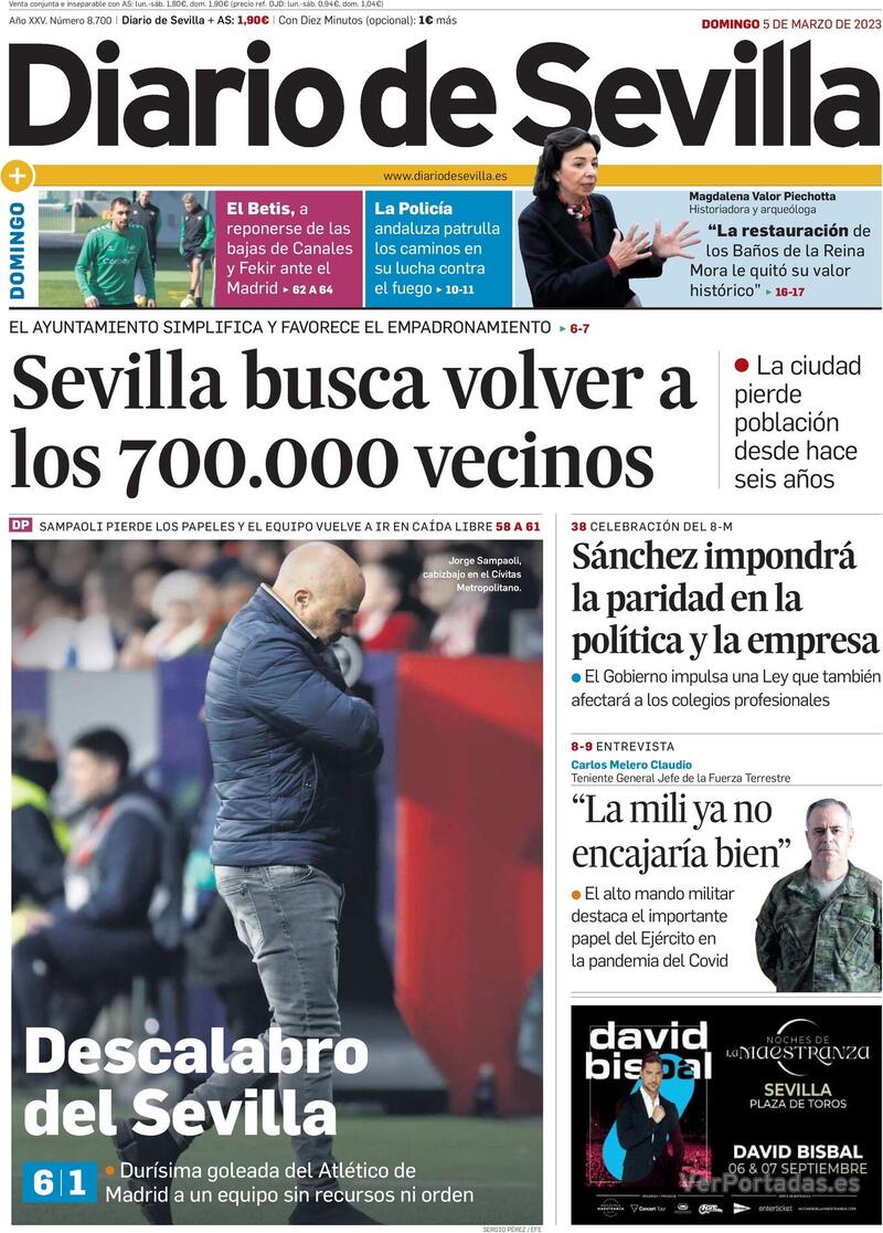 Portada Diario de Sevilla 2023-03-06
