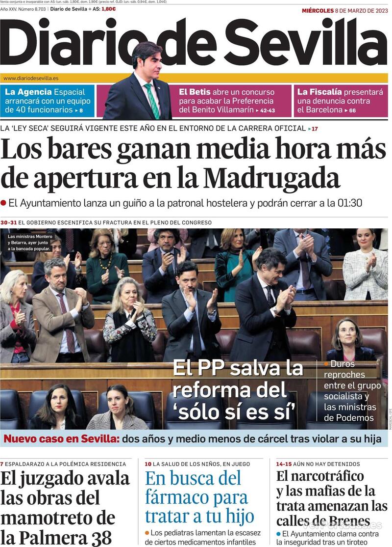 Portada Diario de Sevilla 2023-03-09