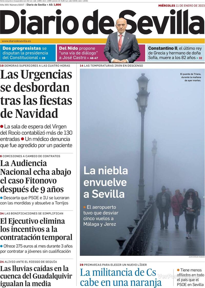 Portada Diario de Sevilla 2023-01-12