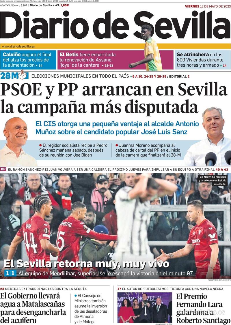 Portada Diario de Sevilla 2023-05-13
