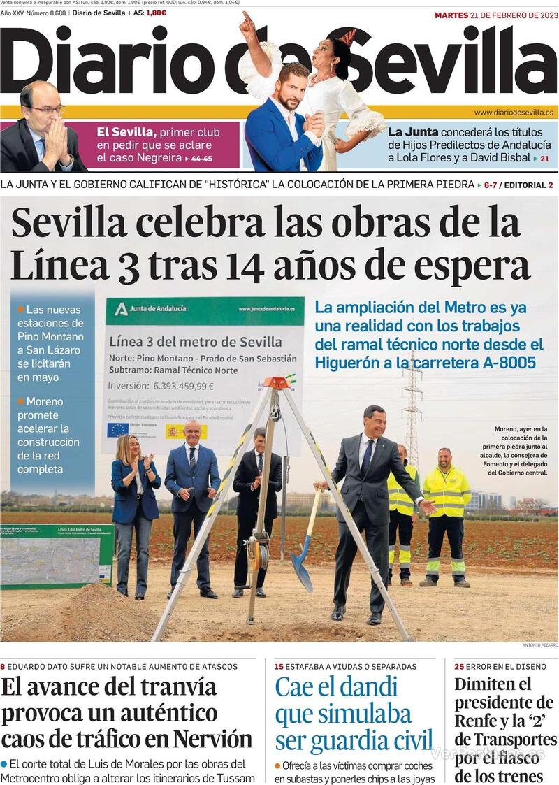 Portada Diario de Sevilla 2023-02-22