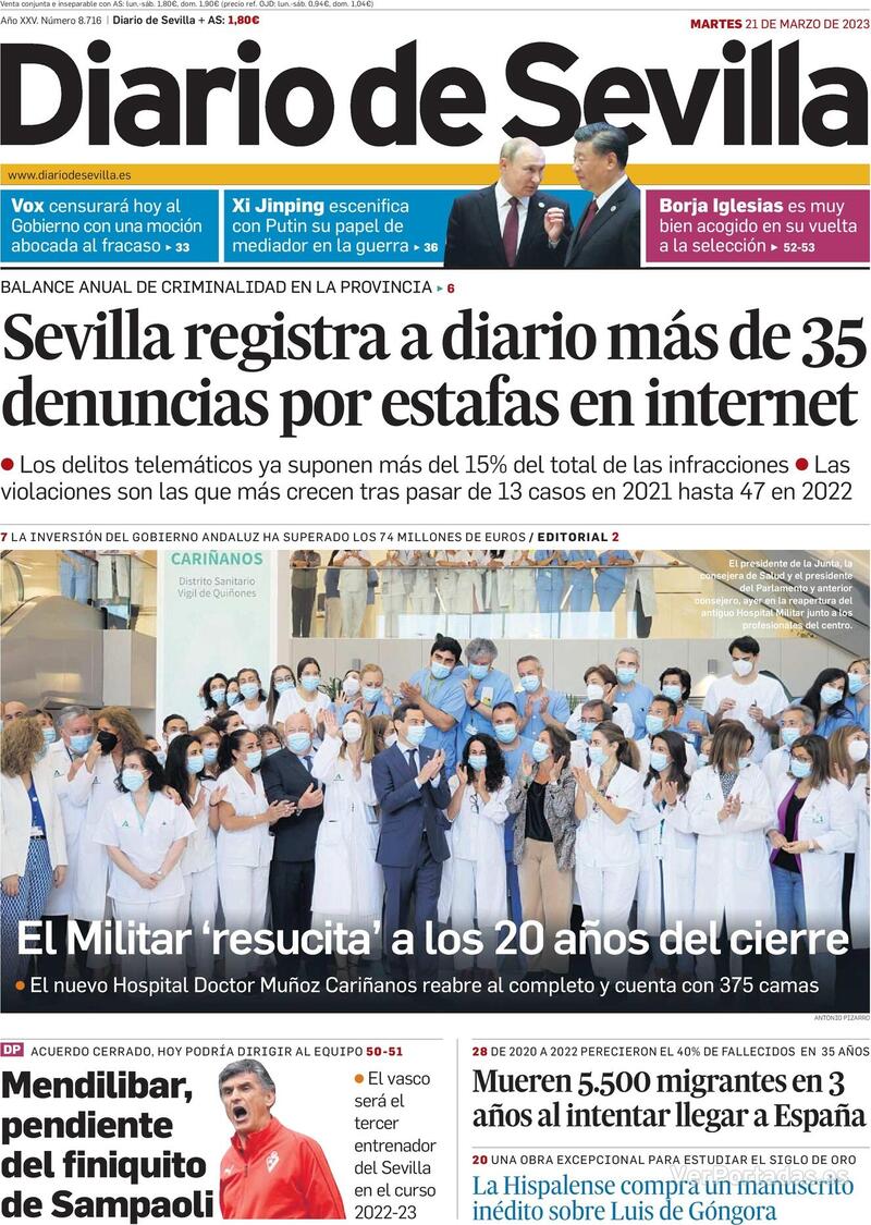 Portada Diario de Sevilla 2023-03-22