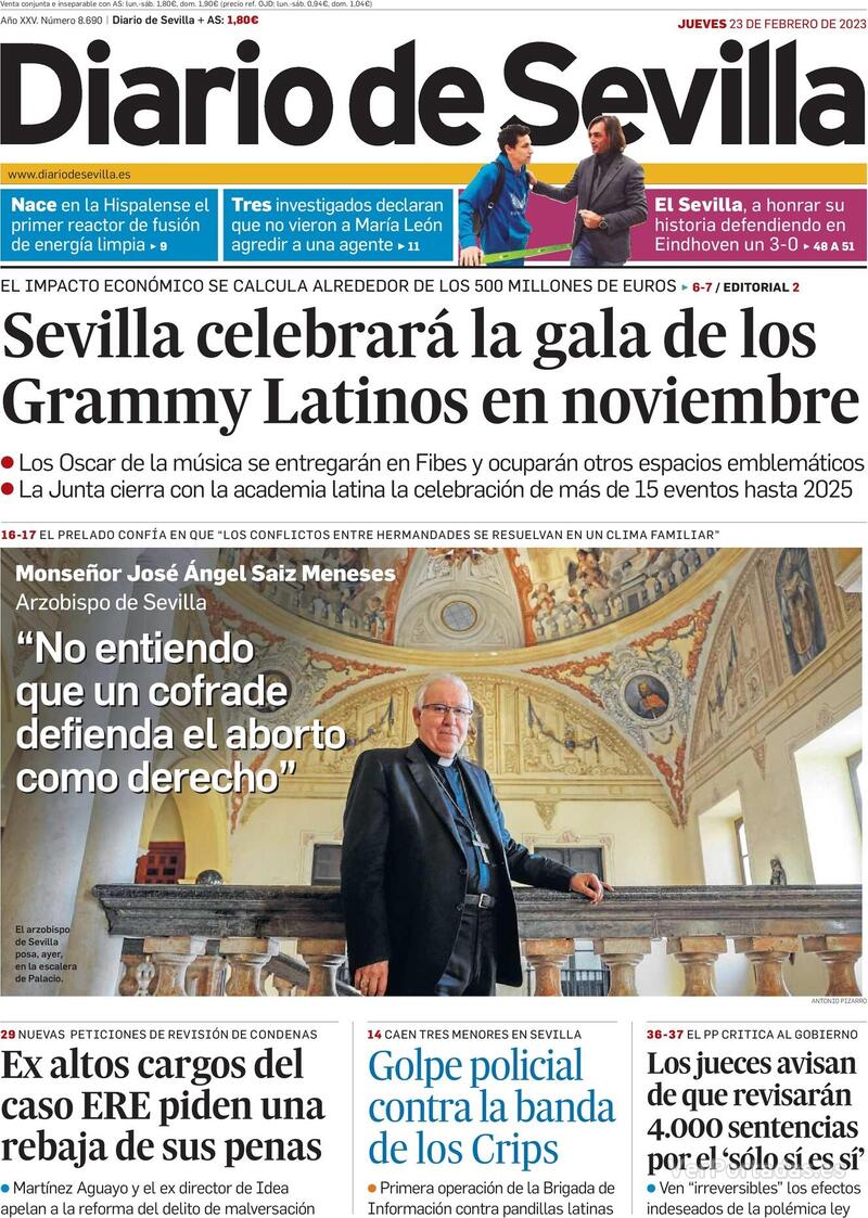 Portada Diario de Sevilla 2023-02-24