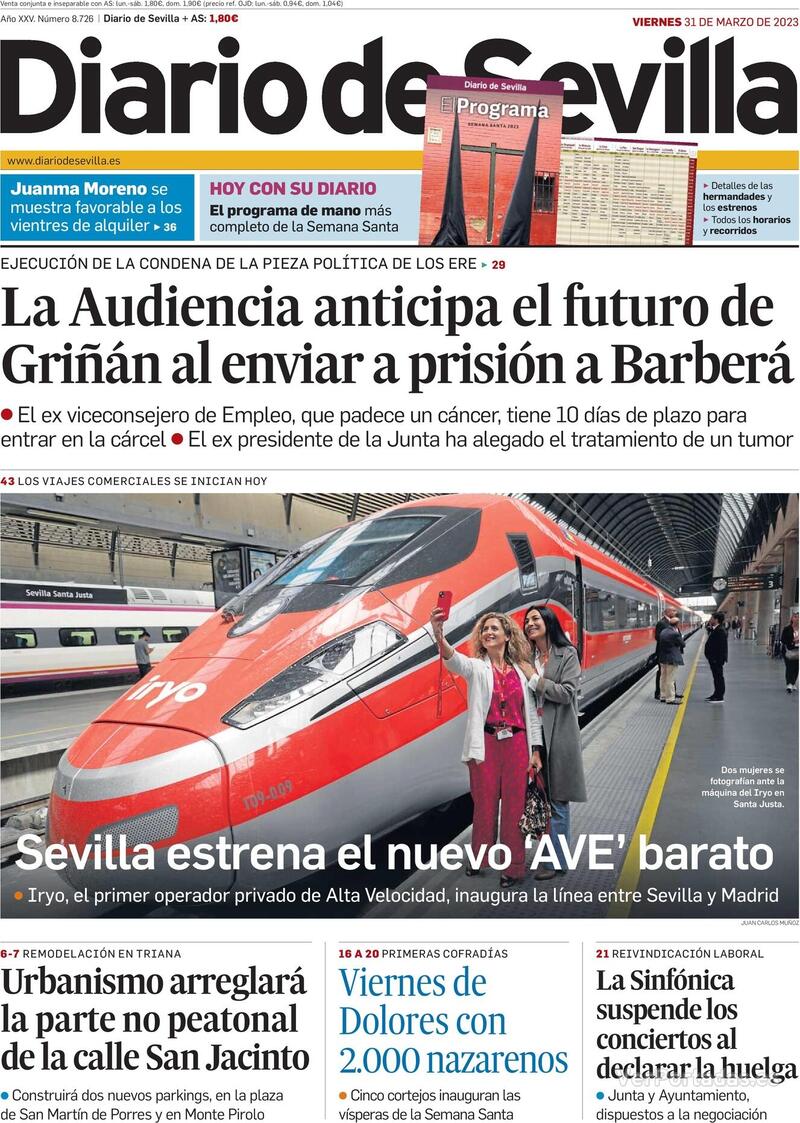 Portada Diario de Sevilla 2023-04-01