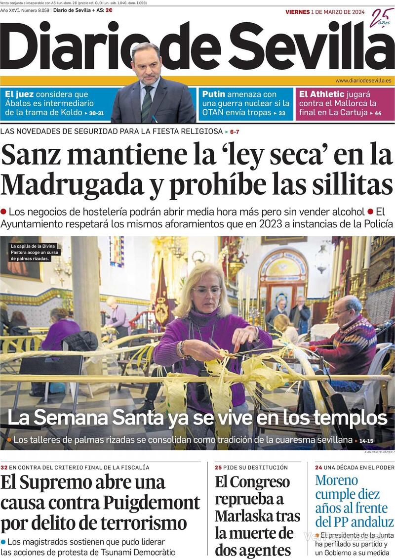 Portada Diario de Sevilla 2024-03-02