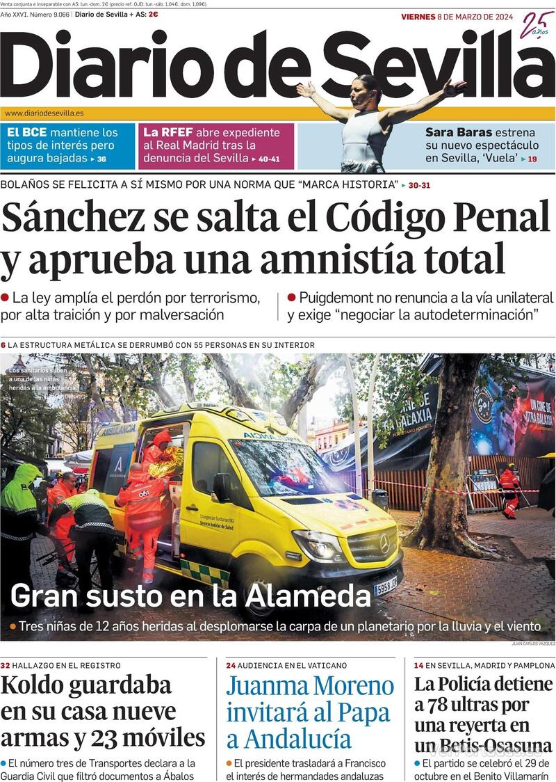 Portada Diario de Sevilla 2024-03-09