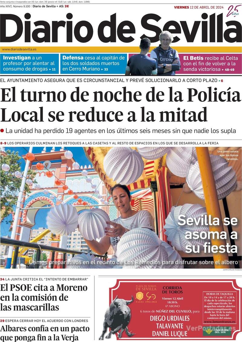 Portada Diario de Sevilla 2024-04-13