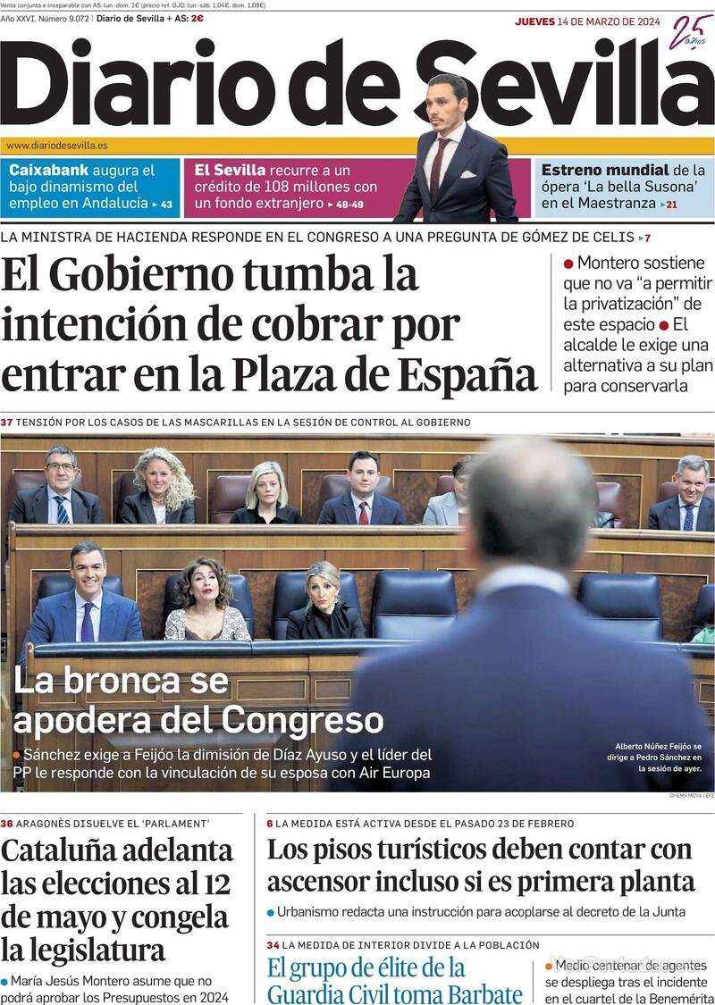 Portada Diario de Sevilla 2024-03-15