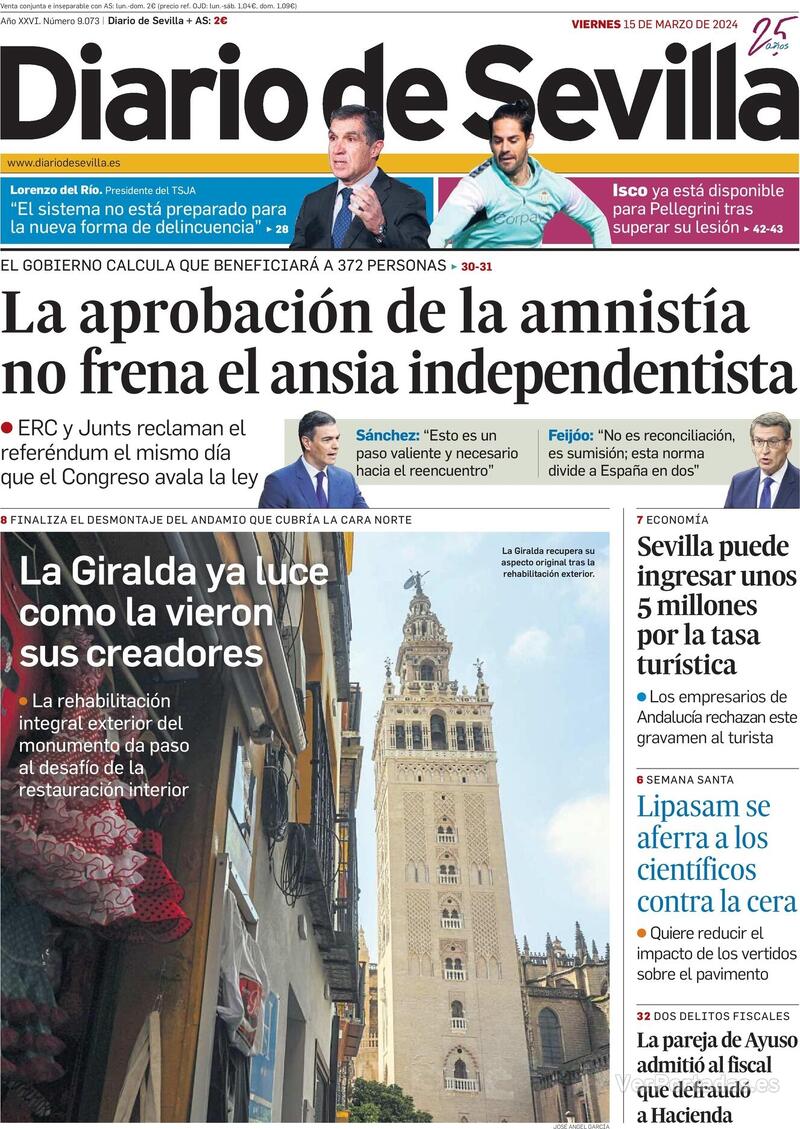 Portada Diario de Sevilla 2024-03-16