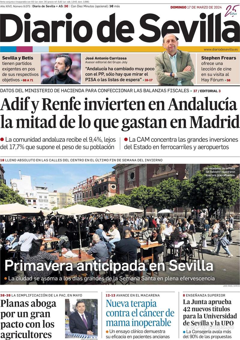 Portada Diario de Sevilla 2024-03-18