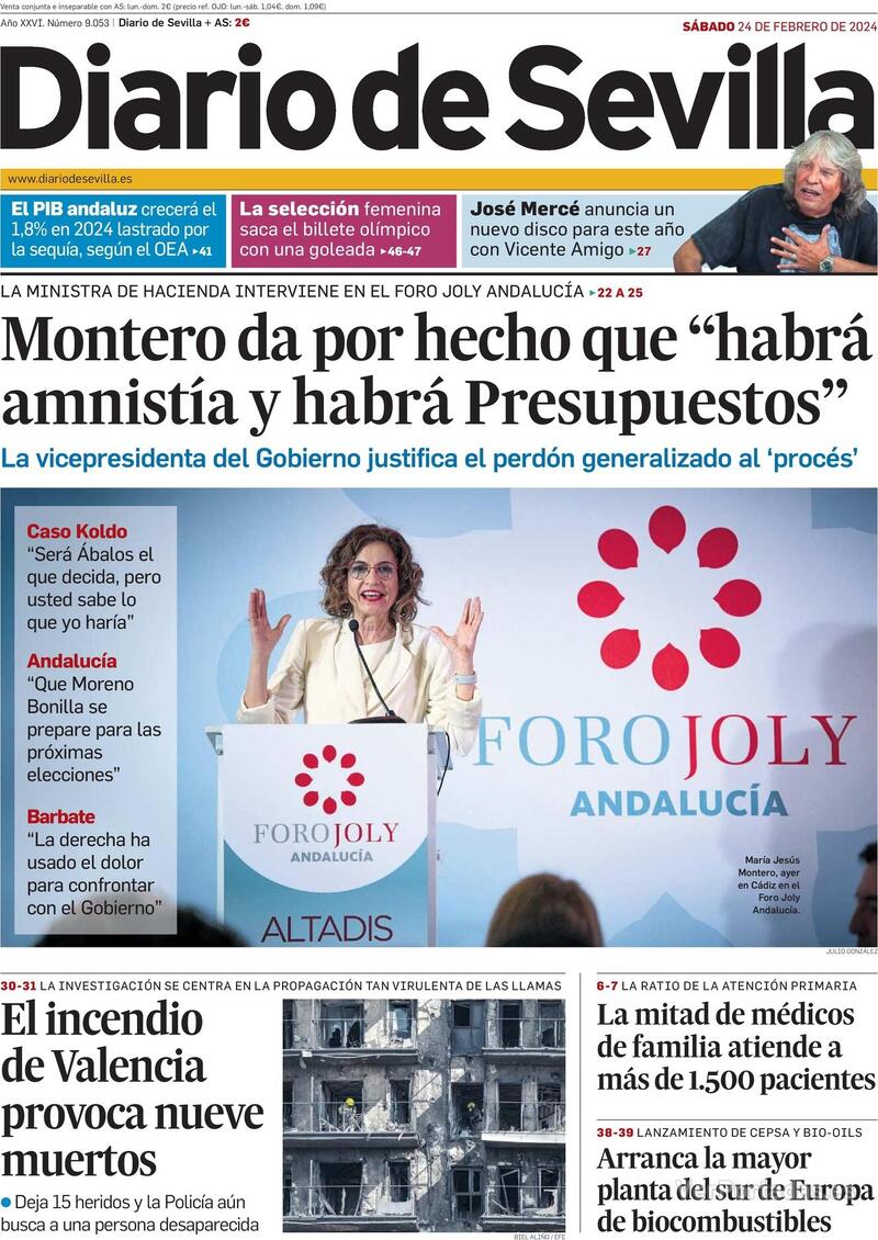 Portada Diario de Sevilla 2024-02-25