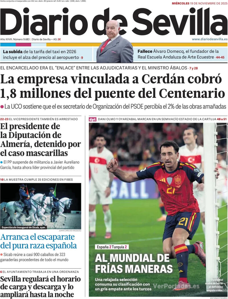 Portada La Voz de Galicia 2025-11-19