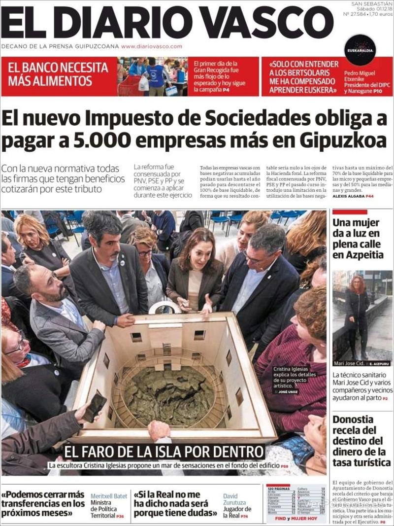 Portada El Diario Vasco 2018-12-02