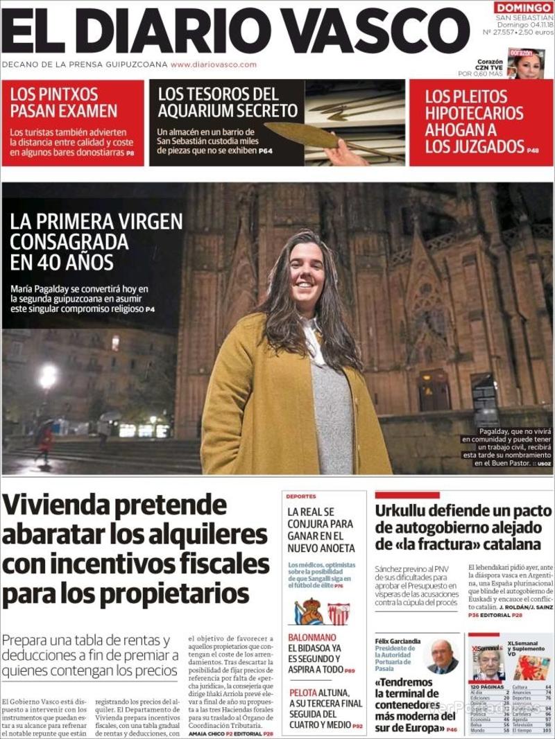 Portada El Diario Vasco 2018-11-05