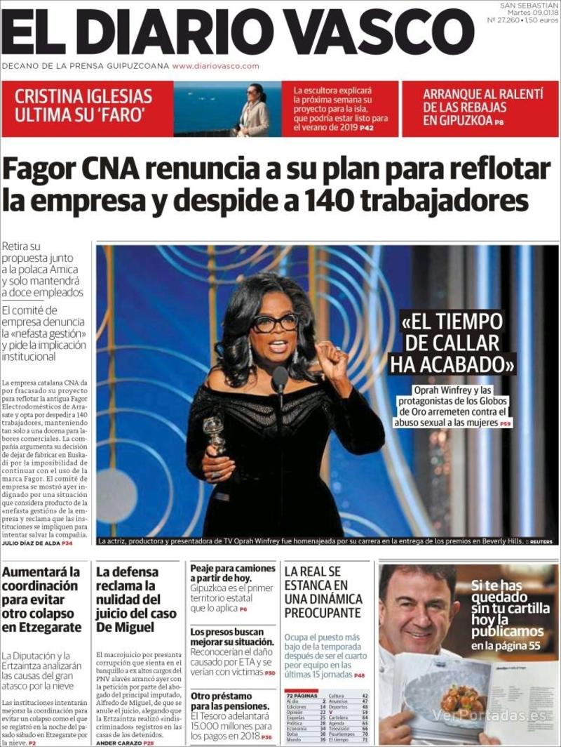 Portada La Verdad 2018-01-09