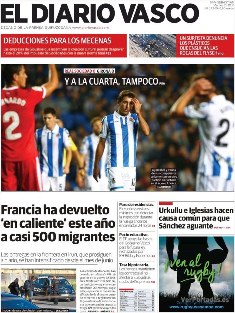 Portada El Diario Vasco 2018-10-24