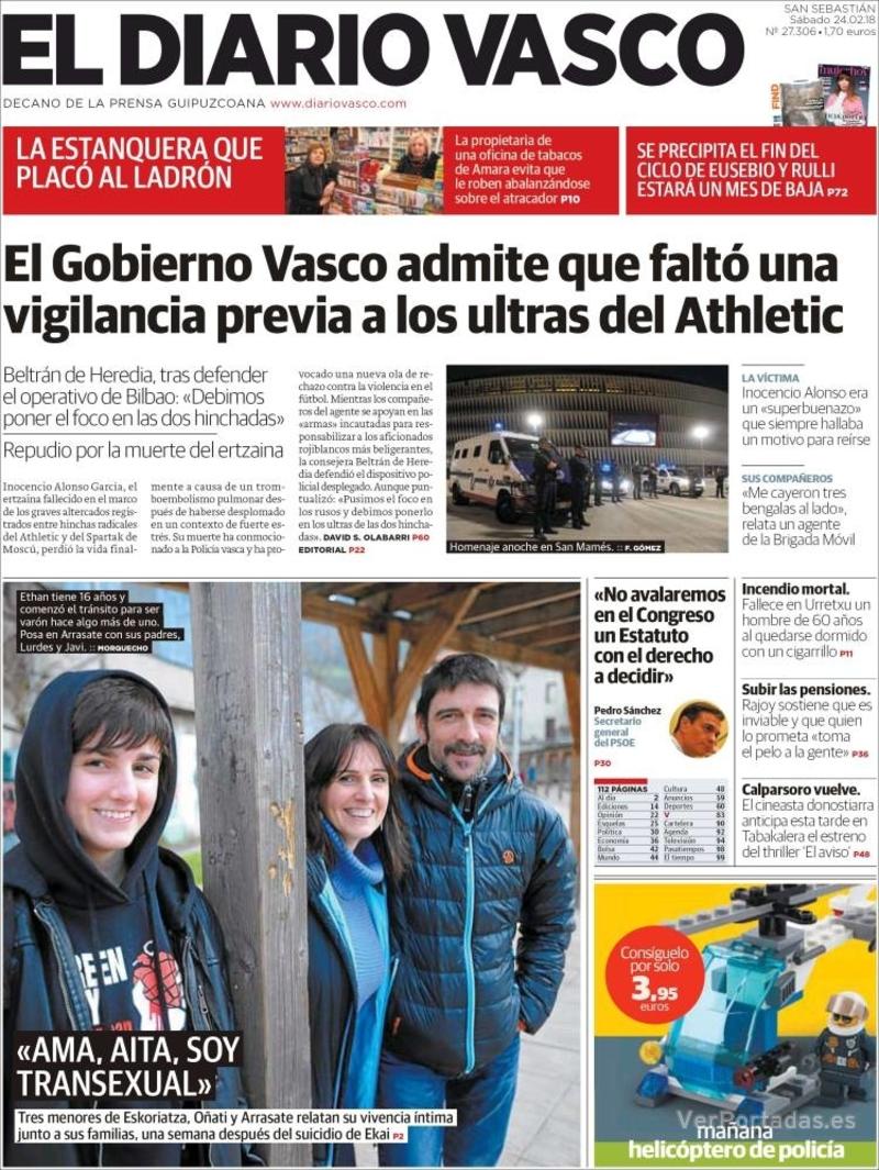Portada La Verdad 2018-02-24
