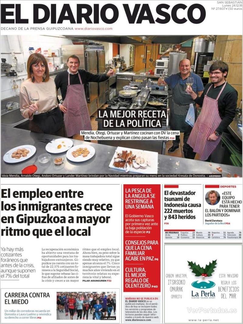 Portada El Diario Vasco 2018-12-26