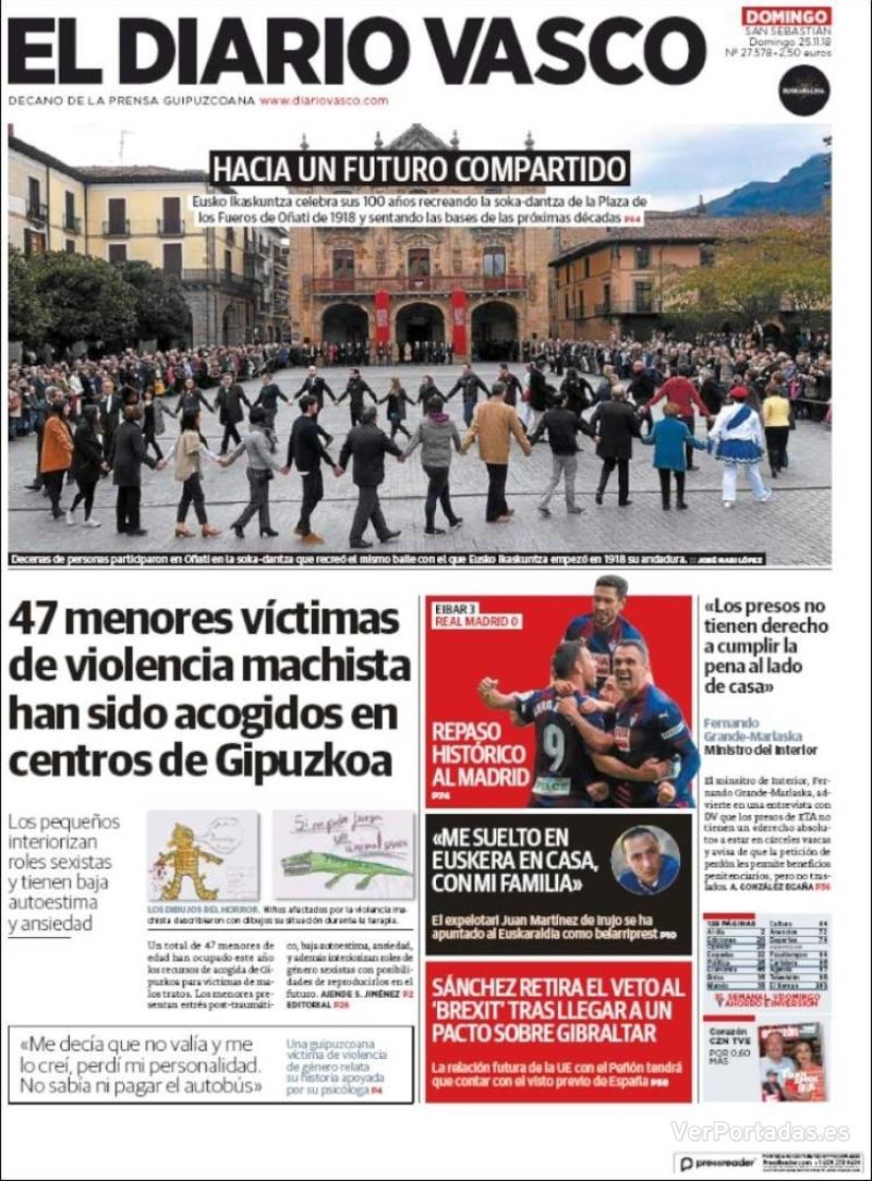 Portada El Diario Vasco 2018-11-26