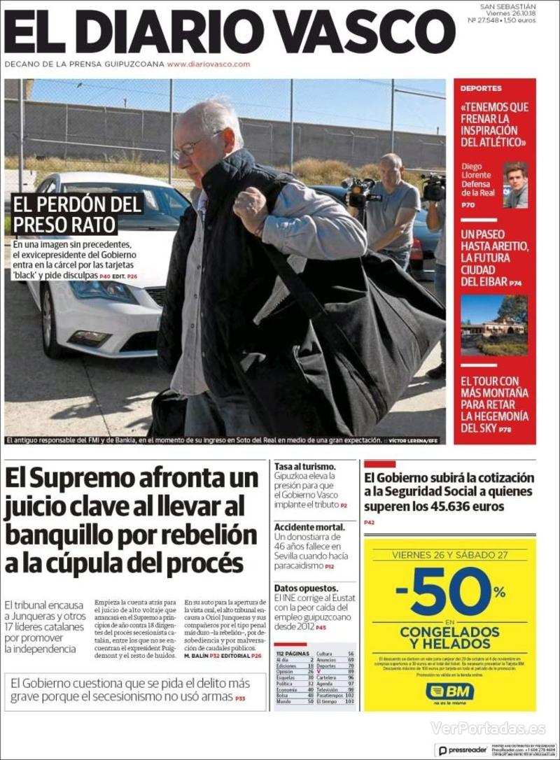 Portada El Diario Vasco 2018-10-27