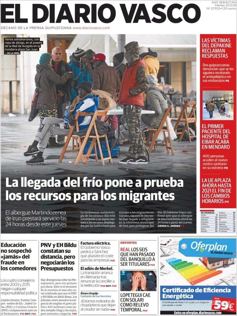 Portada El Diario Vasco 2018-10-31