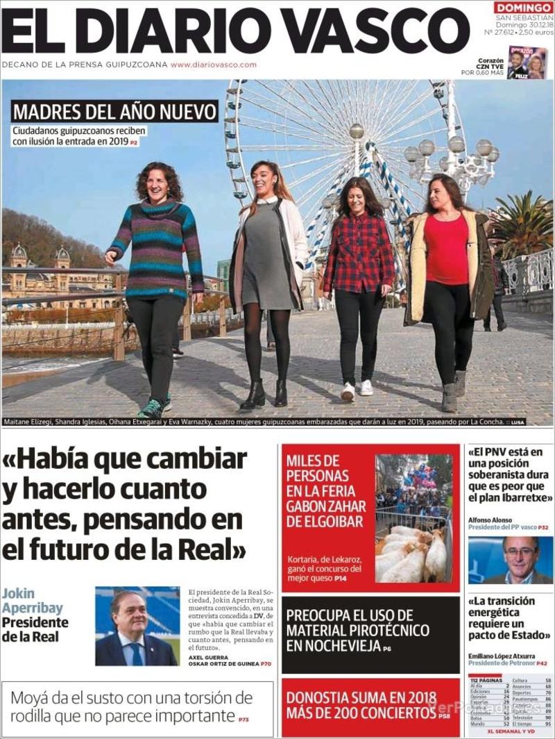 Portada El Diario Vasco 2018-12-31
